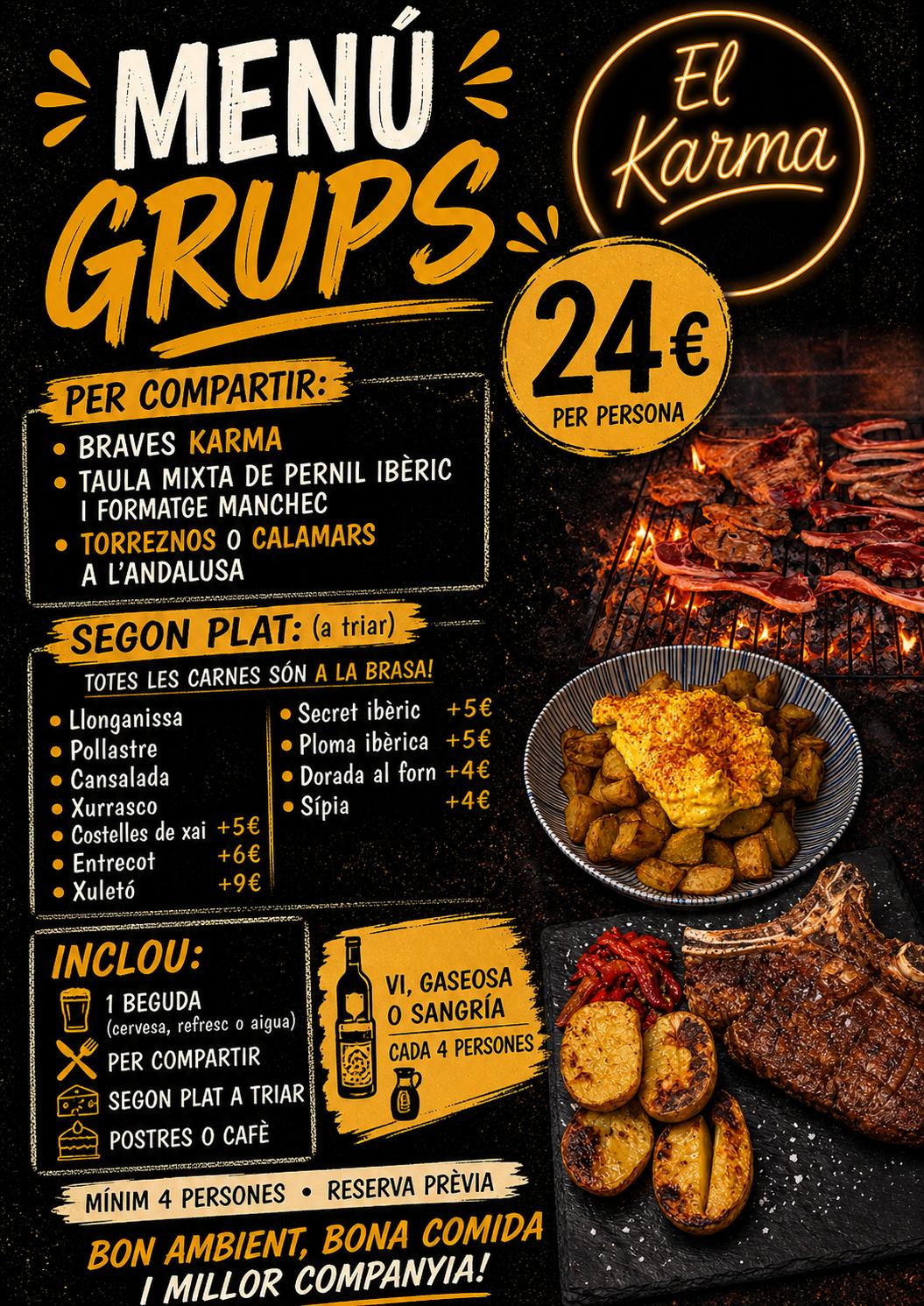 Menú para grupos El Karma